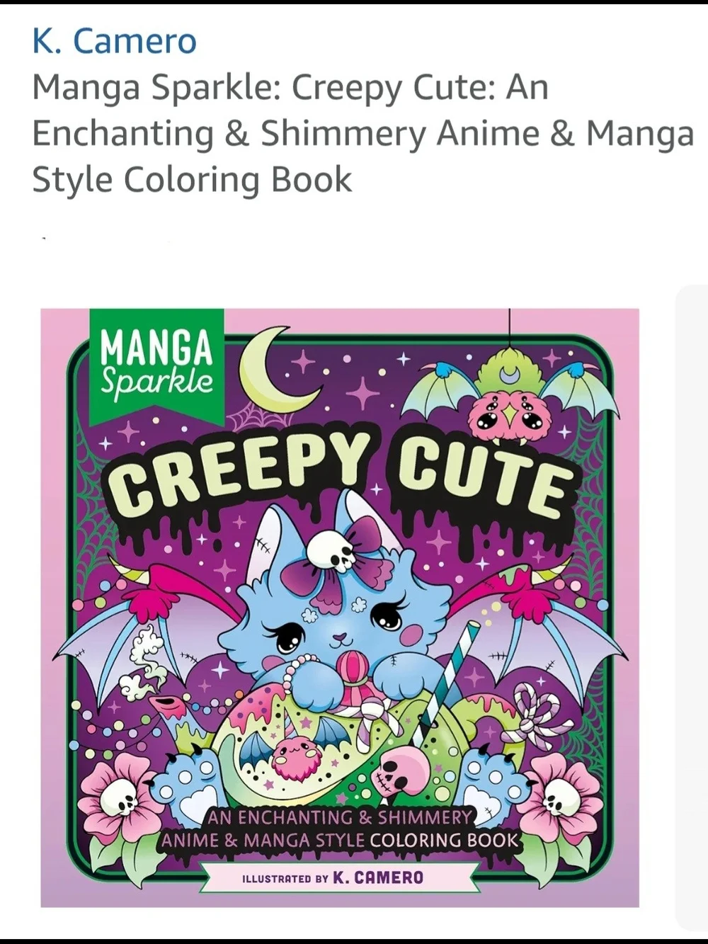 Manga Sparkle Creepy Cute Coloring Book - Purple, Pink & Blue Cover